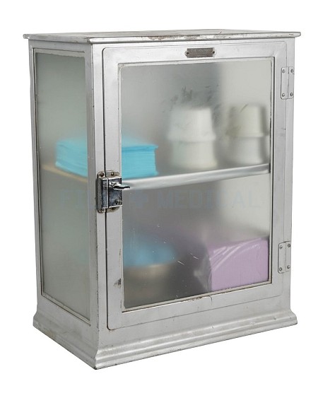 Small Desk Top Grey Frosted Glass Cabinet